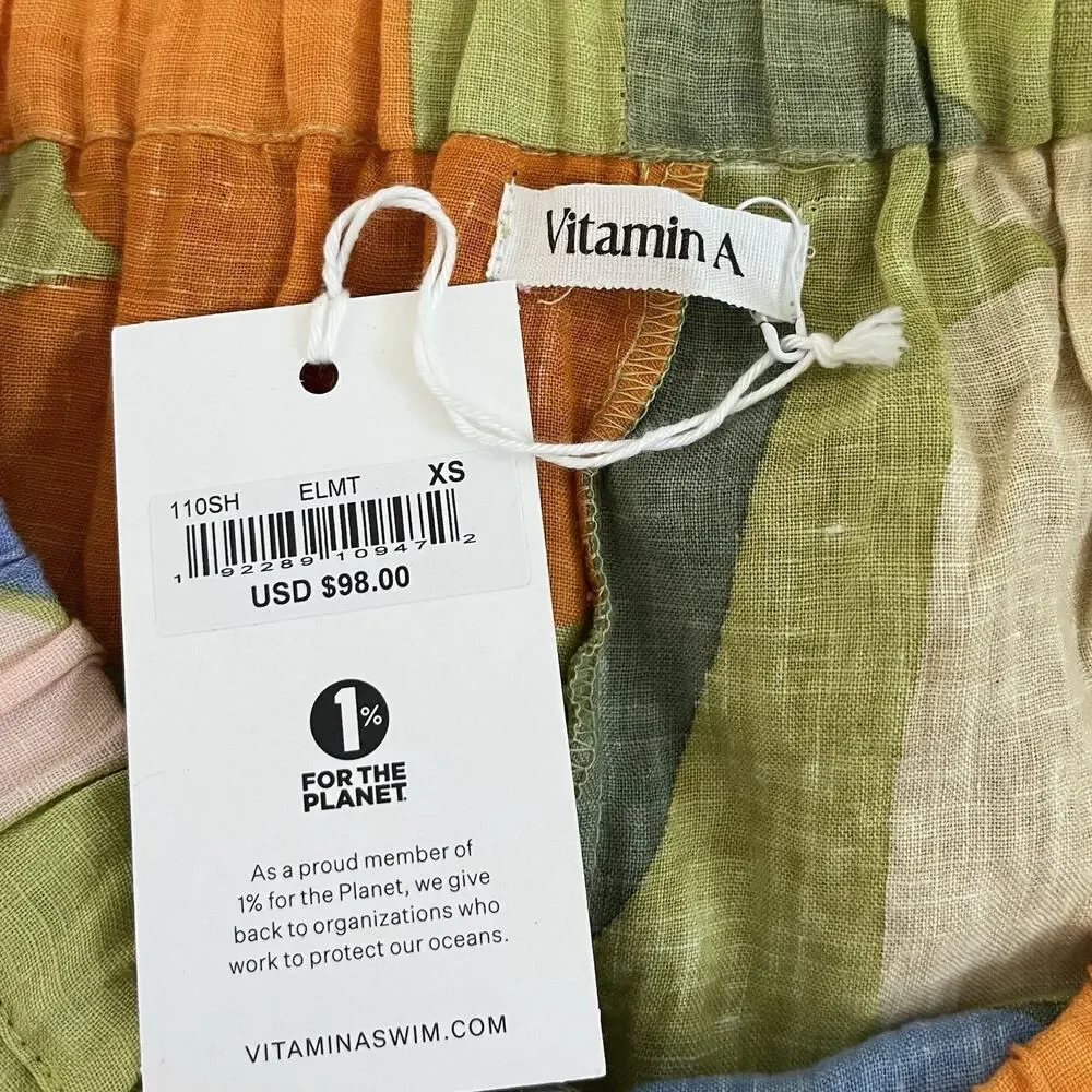 Vitamin A Womens Linen Floral High Waist Shorts Size XS Muilticolor Beach‎ Vacay